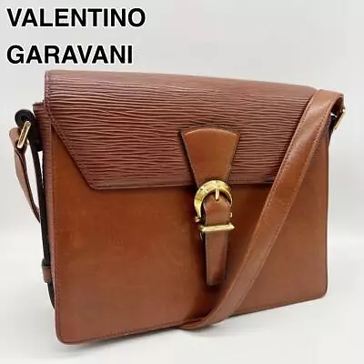 Vintage Valentino Garavani Leather Shoulder Bag Crossbody Brown Used JPN • $147.60