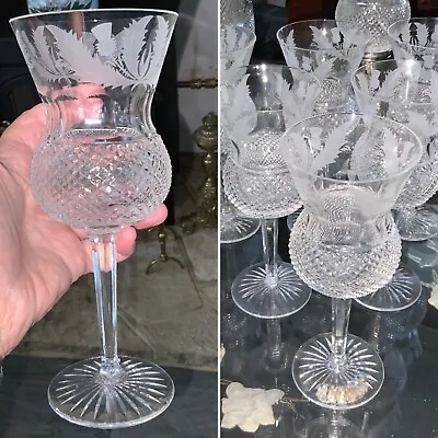 👀RARE 8 3/8” EDINBURGH Crystal THISTLE TALL WATER WINE GLASS UNSIGNED MINT • £165