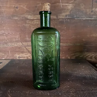 £39.99 • Buy Large Rare Boots Chemist Bottle Emerald Green Glass Vintage Antique Medicine