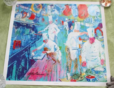 1977 LeRoy Neiman La Grand Cuisine Art Litho Print Chef Cooking Plate Signed • $69