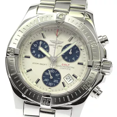 BREITLING Colt A73380 Chronograph Date Silver Dial Quartz Men's Watch_810923 • $2052