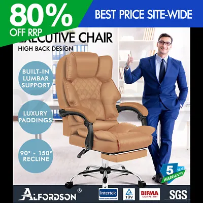 ALFORDSON Office Chair Gaming Executive Computer Racer PU Leather Seat Recliner • $159.95