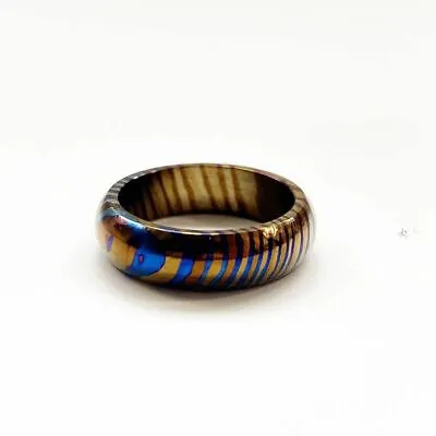 Titanium MokuTi Timascus Round Ring Finger Necklace EDC Pendant Men's Jewelry • $33.53