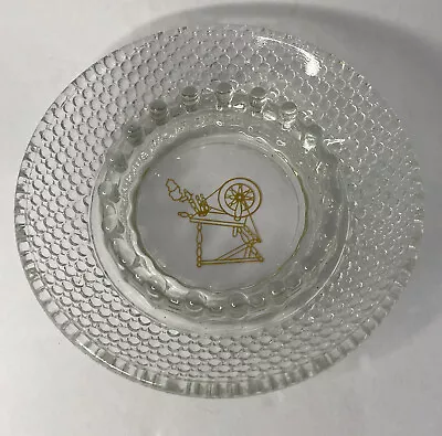 Vintage Duncan Miller Hobnail Clear Glass Ashtray Spinning Wheel Gold Design • $7.49