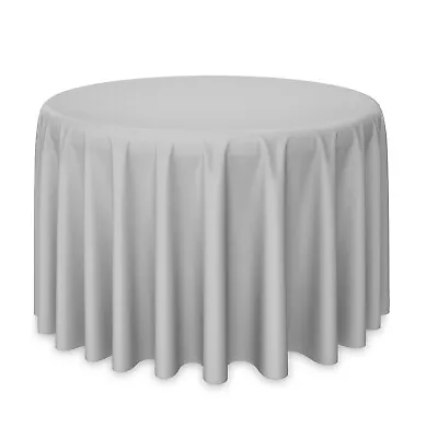 132  Round Polyester Fabric Tablecloths For Wedding Banquet - Silver • $16.95