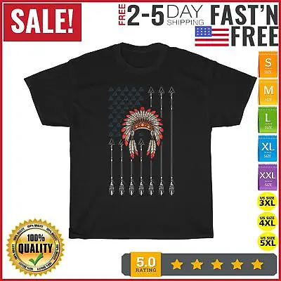 Native American Flag US Flag Indian Pride Indigenous Vintage T Shirt Men Women • $10.99