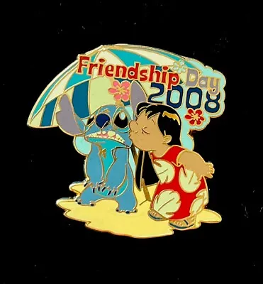 RARE Disney Pin Lilo & Stitch Friendship Day Beach Umbrella Kiss 2008 LE 250 • $59