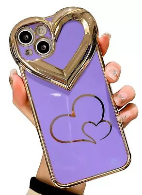 Banailoa Cute Iphone 14 Plus Case For WomenLuxury Plating 3D Love Heart Case Ca • $53.19
