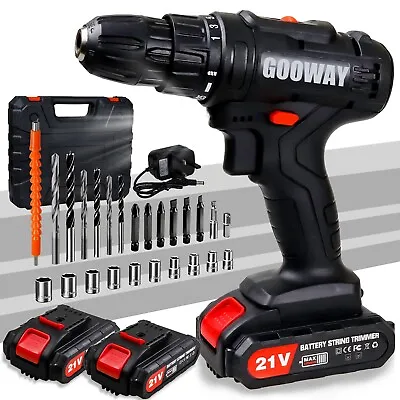 21V Cordless Hammer Drill Set Electric Impact Driver Screwdriver 2 Battery UK • £25.69