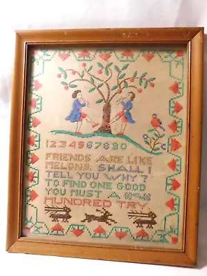 Vintage A Buzza Motto Poem Print  Friends Are Like Melons  Framed Print • $20