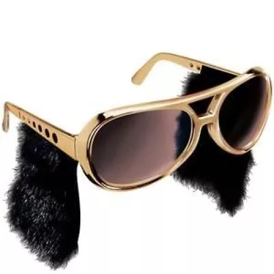  The King Of Rock And Roll  Gold Elvis Sunglasses With Sideburns • $10.88