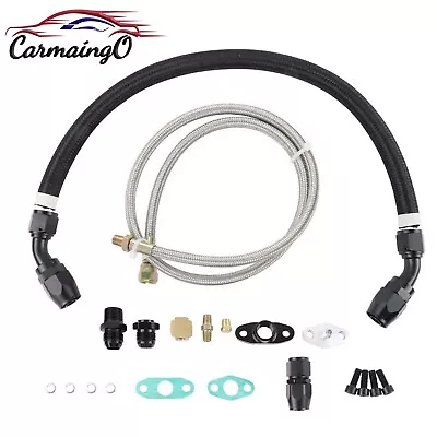 Black Oil Drain Return & Feed Line For T3 T4 T04e T60 T61 T70 Turbo Complete Kit • $44.99