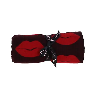 $25.89 • Buy Victoria's Secret Throw Blanket Red Black Lips Lounge Bed Cozy Fringe Victorias