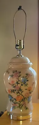 Vintage Porcelain Ginger Jar Lamp Hand Painted Pastel Floral Colors • $25