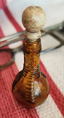 $5 • Buy Vintage Wheaton Amber Yellow Glass Bottle Collectible Miniature