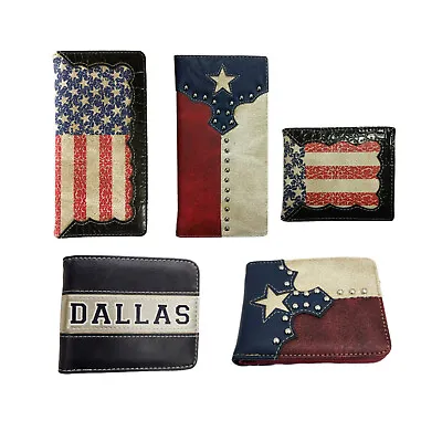 American Flag Texas Flag Dallas Cowboys Mens Wallet Western Bifold Check Book • $9.99