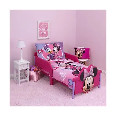 Disney - Minnie Mouse Hearts And Bows- 4pc Toddler Bed Set • $65.48