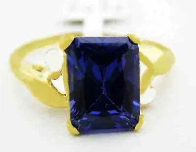 AAA 1.85 Cts LAB TANZANITE RING 10K YELLOW GOLD - New With Tag • £0.80
