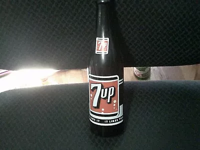 Vintage Dark Brown 10 Oz Long-neck 7-up Bottle • $45