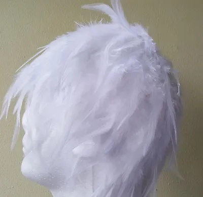 White Feather Costume Wig Halloween Coque Feather Wig Fast Shipped From GA USA • $18.99