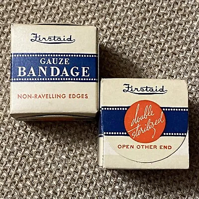 Vintage First Aid Medicine Cabinet Gauze Bandage Box NOS Rexall United Drug PAIR • $18