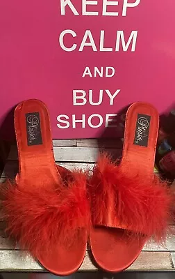 Pleaser Amour 03 3” Heel Fluffy Marabou Boudoir Mules Uk9/us11/ Red Valentines😉 • £25.79