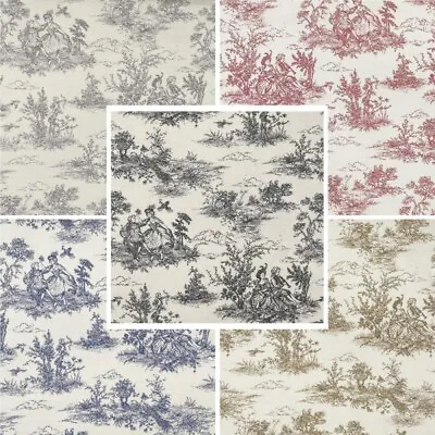 Cotton Rich Linen Look Fabric Toile French Painting Aristocrat 140cm Wide • £6.40