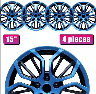 Set Of 4 Wheel Covers Full Rim Snap On Hub Caps Fit R15 Tire&Steel Wheels 15  • $37.16