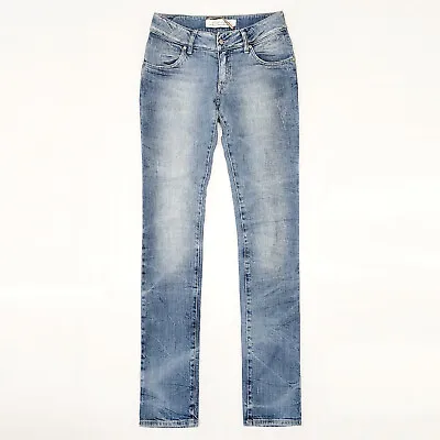 MET JEANS Italian Denim Low Rise Stretch Slim Straight Stone Mid Blue W28 L33 • $65