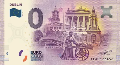 Irish 0 Euro Souvenir Banknote - Dublin - Landmarks - Teah Prefix - Free Postage • £10.85