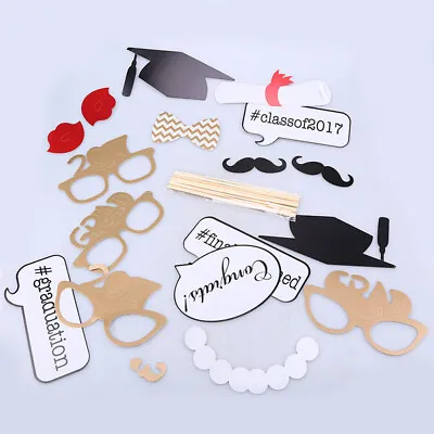 Graduation Party Photo Masks Booth Props Mustache On Stick Grad Party DIY Decor • $6.53