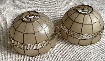 Pair Of Cream Gold Brass Capiz Shell Lampshades • £35