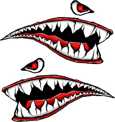 Fighter Teeth Warhawk P-40 Tiger Shark Sticker Set Multiple Size And Colors • $5.59