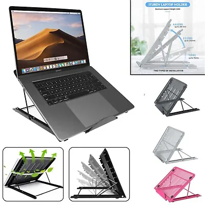 £7.49 • Buy Adjustable Laptop Stand Folding Portable Mesh Desktop IPad Holder Office Support