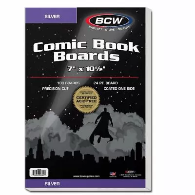 Pack Of 100 BCW Silver Comic Backing Boards - Acid Free - White • $17.03