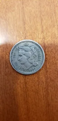 $35 • Buy 1865 Three Cent Nickel Piece 3C RETAINED CUD ERROR Civil War Era US Coin CC13337