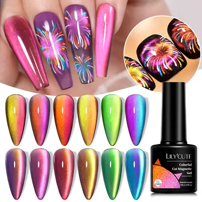 LILYCUTE 9D Cat Magnetic Gel Nail Polish Sparkling Fireworks Magnetic Glitter • $1.99