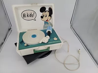 S. SEARS (GE) Mickey Mouse Suitcase Record Player Serviced M#17060 Works As Is  • $38.53