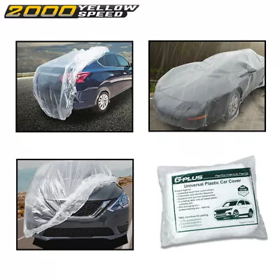 1 Pack Universal Rain Dust Garage Clear Plastic Disposable Car Cover Temporary  • $13.15