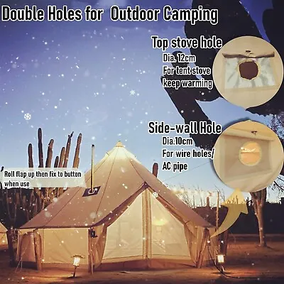 Outdoor Waterproof 4M/5M Oxford Bell Yurt Tent With 2 Stove Jacks For Glamping • $538