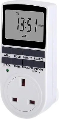 Electronic Digital Mains Plug In Timer Socket With LCD Display 12/24 Hour 7 Days • £6.99
