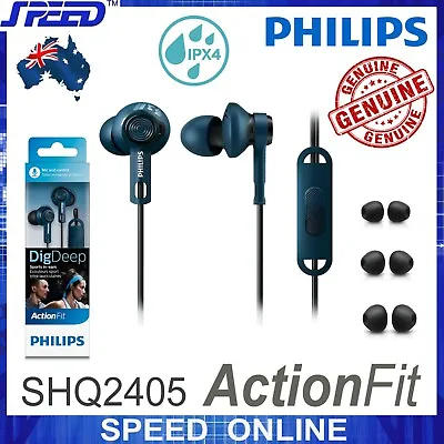 $54.95 • Buy PHILIPS SHQ2405BL ActionFit Sports Headphones Earphones With Mic - GENUINE 