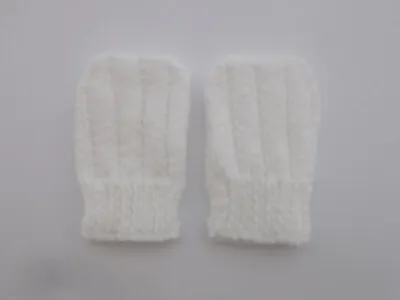 Hand Knitted White Baby Mittens 0-3 Months Hand Knitted Baby Mittens • £1.80