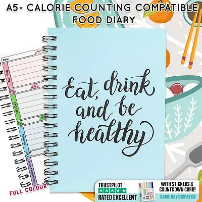£6.25 • Buy Calorie Counting Diet Food Diary Slimming Weight Loss Tracker Journal Book BLUE