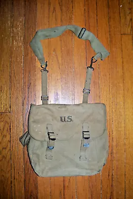 ORIGINAL US ARMY WWII 1942 LUCE MFG. CANVAS MUSETTE SHOULDER BAG Shoulder Strap • $80