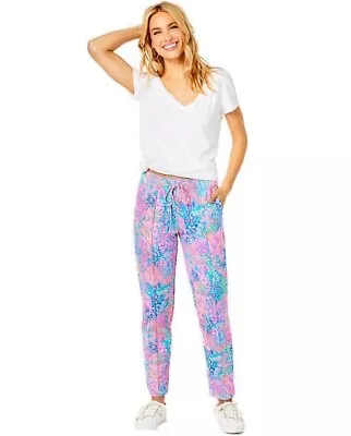 NWT Lilly Pulitzer   LARGE   EMORA KNIT JOGGERS  Splendor In The Sand • $59