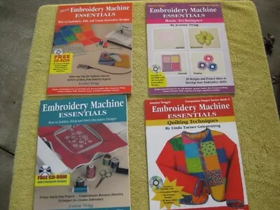 Lot Of 4 Embroidery Quilting Books With CD's - Embroidery Machine Essentials # 1 • $17.50