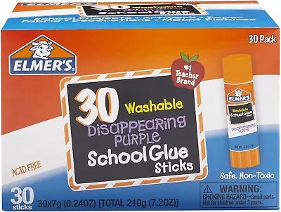 ELMER'S Disappearing Purple School Glue Sticks Washable 7 Grams 30 Count • $12.69