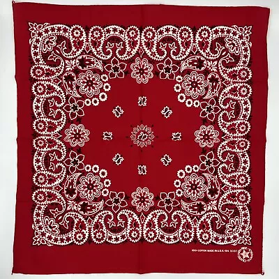 Vintage Red Cotton Paisley Bandanas -MADE IN USA - RN 15187 - Buy More And Save • $15