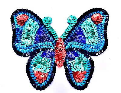 Sequined ButterflyApplique'SequinsRedGreenBluePurpleSew-on5  L X 5.4 W • $6.97